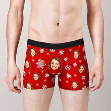 Benutzerdefinierte Gesicht Boxershorts Weihnachten Schneeflocken Personalisierte Foto Unterwäsche Weihnachtsgeschenk für Männer