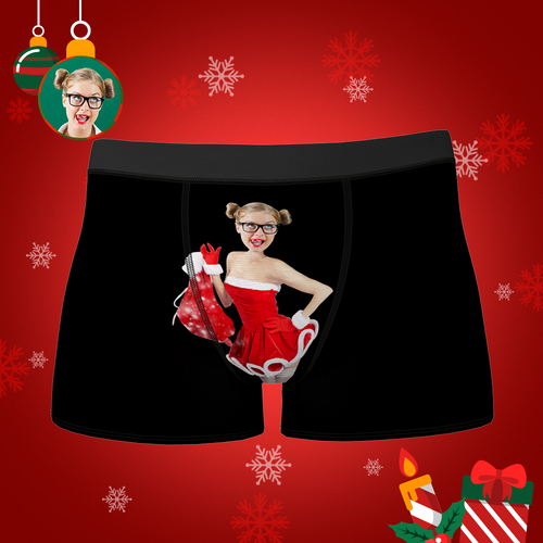 Benutzerdefinierte Weihnachten Mädchen Gesicht Boxershorts Personalisierte Foto Unterwäsche Weihnachtsgeschenk für Männer