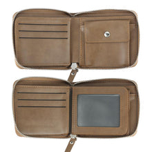 Benutzerdefinierte Inschrift Foto Gravierte Brieftasche mit Reißverschluss, Short Style - Braunes Leder