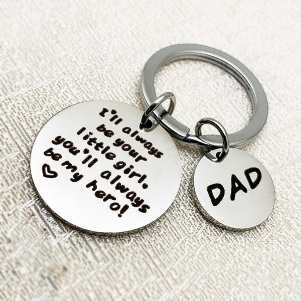 Vaters Geschenk Schlüsselbund, ich werde immer dein kleines Mädchen sein, Geschenke für Papa, Vaters Schlüsselbund, Opa Geschenk, Stiefvater Geschenk