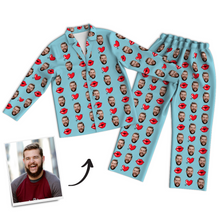 Mehrfarbige benutzerdefinierte Foto Langarm Pyjamas, Nachtwäsche, Nachtwäsche - Kuss