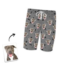 Benutzerdefiniertes Hundegesicht auf Kurzarm und Hose mit Gesichtspfoten-Knochenpyjama