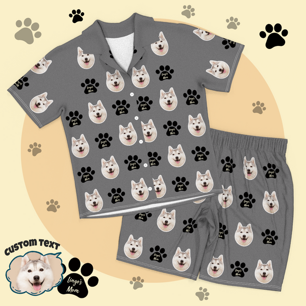 Benutzerdefinierte Hundegesicht Kurzarm und Hosen Pyjamas mit Hundenamen
