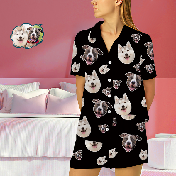 Custom Dog Face Pyjamas Kurzärmliges Hemd und Hose