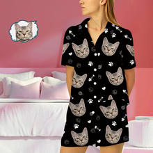 Custom Cat Face Pyjamas Kurzarmhemd und Hose