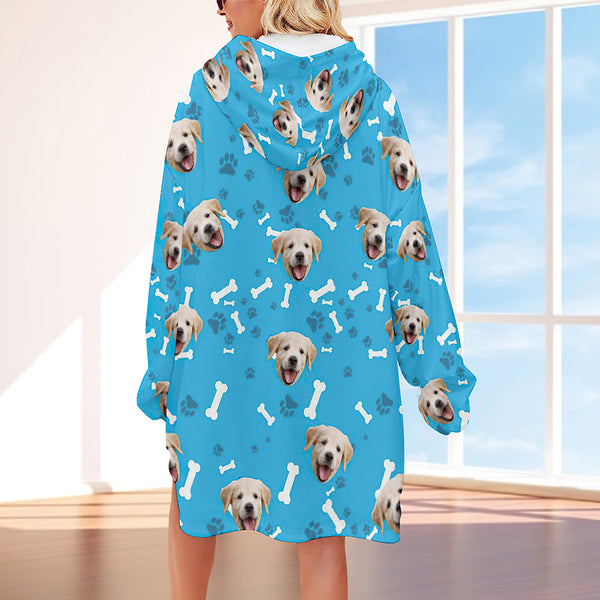Benutzerdefiniertes Gesicht Erwachsene Unisex Decke Hoodie Personalisierte Decke Pyjama Geschenk Hund - MyFaceBoxerDE