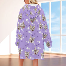 Custom Face Adult Unisex Blanket Hoodie Personalized Blanket Pajama Gift Pet Cat - MyFaceBoxerDE
