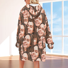 Custom Face Adult Unisex Blanket Hoodie Personalized Blanket Pajama Gift Mash Face - MyFaceBoxerDE