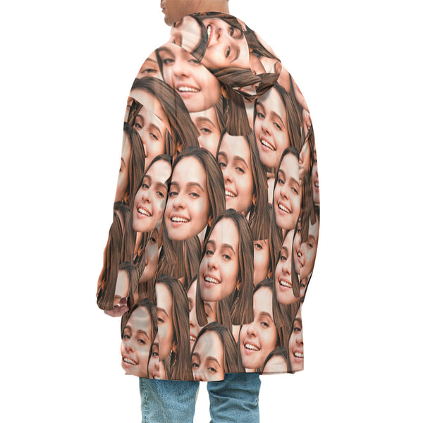 Custom Face Adult Unisex Blanket Hoodie Personalized Blanket Pajama Gift Mash Face - MyFaceBoxerDE