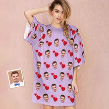 Kundenspezifisches Foto-gesichts-nachthemd Übergroße Nachthemd-herz-entwurfs-geschenke Der Personalisierten Frauen - MyFaceBoxerDE
