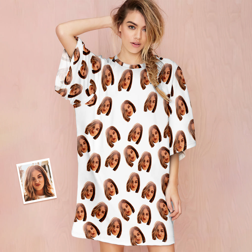 Kundenspezifisches Foto-gesichts-nachthemd Personalisierte Übergroße Bunte Nachthemd-geschenke Für Frauen - MyFaceBoxerDE