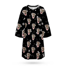 Kundenspezifisches Hundegesicht-nachthemd-personalisiertes Foto-frauen-übergroßes Buntes Nachthemd-knochen-geschenke Für Frauen - MyFaceBoxerDE