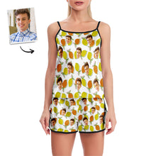 Benutzerdefinierte Gesicht Camisole Nachtwäsche Bunte Zitrone Personalisierte Dessous Set Sommer Pyjamas - MyFaceBoxerDE