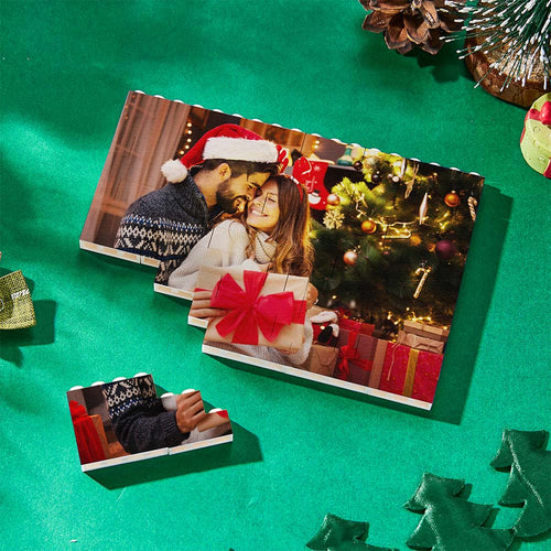 Weihnachtsgeschenke, Personalisierter Baustein, Kundenspezifischer Fotoblock, Quadratische Form - MyFaceBoxerDE