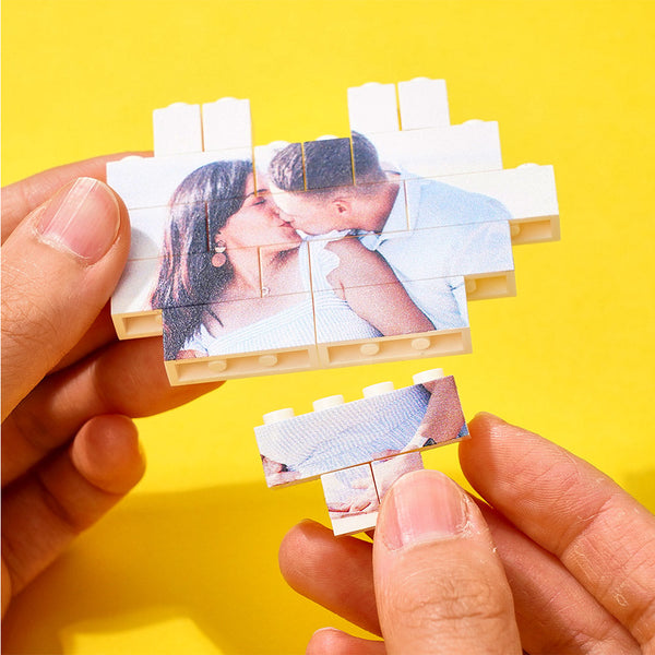 Weihnachtsgeschenke Kundenspezifischer Baustein Personalisierter Fotoblock Herzförmig - MyFaceBoxerDE