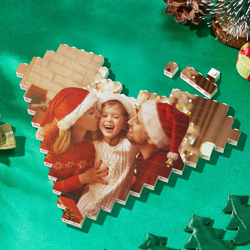 Weihnachtsgeschenke Kundenspezifischer Baustein Personalisierter Fotoblock Herzförmig - MyFaceBoxerDE