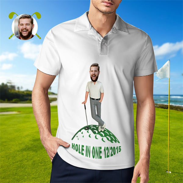 Benutzerdefiniertes Gesicht Poloshirt Für Männer Hole In One Golf Poloshirt Geschenk Für Golfer - MyFaceBoxerDE