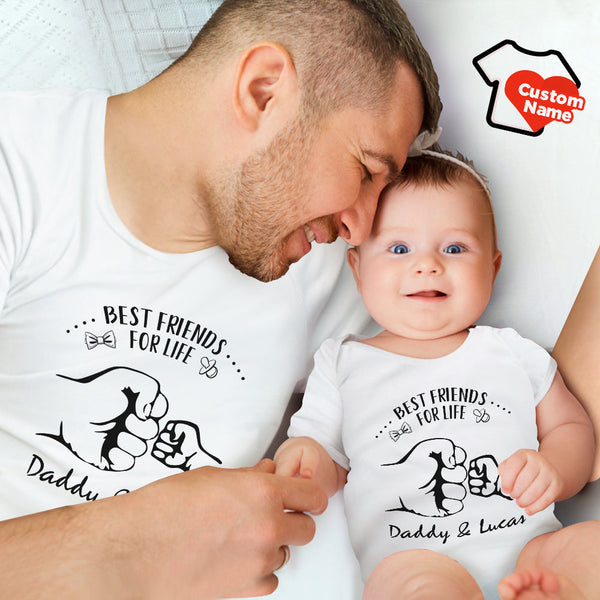 Benutzerdefiniertes Namenshemd Personalisierte Papa und Baby Passende Outfits Beste Freunde fürs Leben Vatertagsgeschenke
