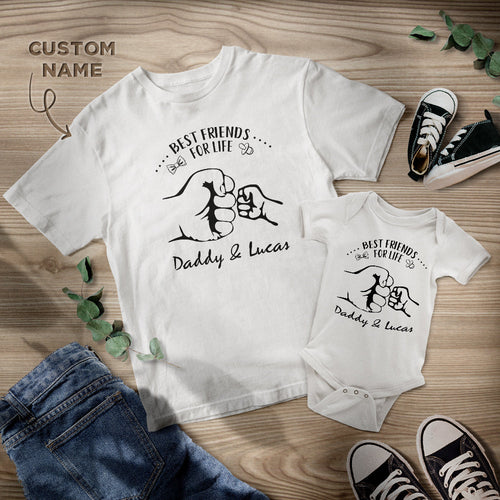 Benutzerdefiniertes Namenshemd Personalisierte Papa und Baby Passende Outfits Beste Freunde fürs Leben Vatertagsgeschenke