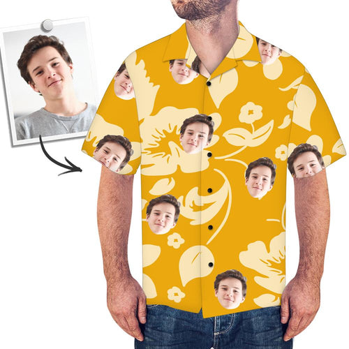 Benutzerdefinierte Herren Hawaiihemd - Gelbe tropische Blume