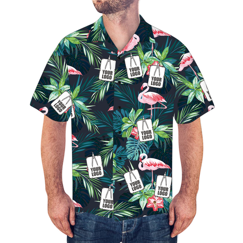 Benutzerdefinierte Logo Shirt Herren Hawaiihemd Flamingo Blume
