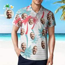 Das Benutzerdefinierte Gesichts-poloshirt Der Männer Gestreifte Art-personalisierte Hawaiianische Golf-hemden - MyFaceBoxerDE