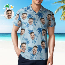 Das Kundenspezifische Gesichts-polo-shirt Der Männer Personalisierte Hellblaue Hawaiische Golf-hemden - MyFaceBoxerDE