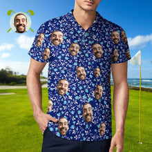 Benutzerdefiniertes Gesicht Poloshirt Für Männer Flower Power Personalisierte Hawaiian Golf Shirts - MyFaceBoxerDE