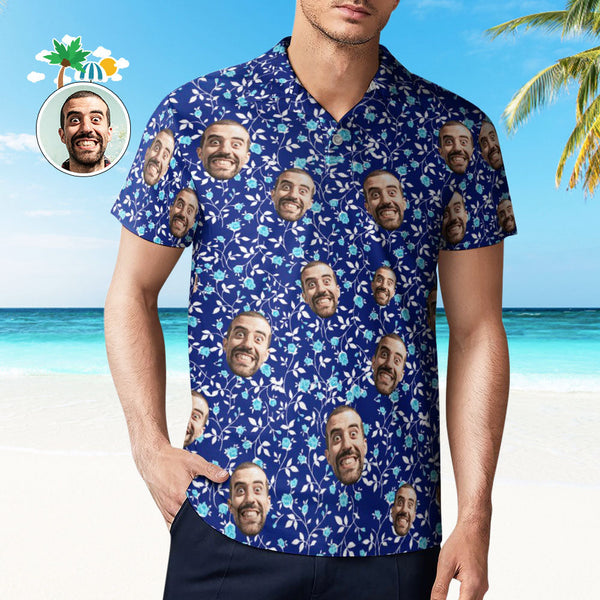 Benutzerdefiniertes Gesicht Poloshirt Für Männer Flower Power Personalisierte Hawaiian Golf Shirts - MyFaceBoxerDE