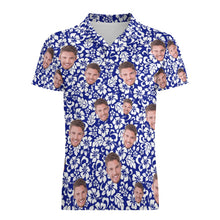 Benutzerdefiniertes Gesicht Polo-shirt Für Männer Personalisierte Blaue Hawaii-golf-shirts - MyFaceBoxerDE