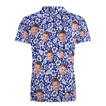 Benutzerdefiniertes Gesicht Polo-shirt Für Männer Personalisierte Blaue Hawaii-golf-shirts - MyFaceBoxerDE