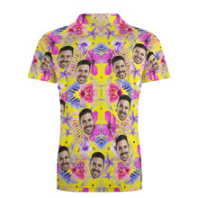 Benutzerdefiniertes Gesichts-rosa-hibiskus-poloshirt Für Männer, Personalisierte Hawaiianische Golf-shirts - MyFaceBoxerDE