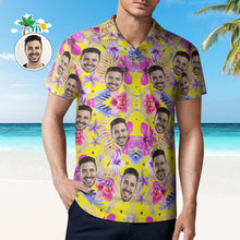 Benutzerdefiniertes Gesichts-rosa-hibiskus-poloshirt Für Männer, Personalisierte Hawaiianische Golf-shirts - MyFaceBoxerDE