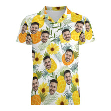 Benutzerdefiniertes Gesichts-poloshirt Für Männer, Sonnenblume Und Ananas, Personalisierte Hawaiianische Golf-shirts - MyFaceBoxerDE