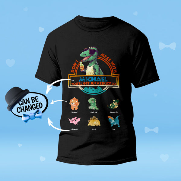 Individuell Graviertes T-shirt „don't Mess With Papasaurus“, Beste Geschenke Für Papa - MyFaceBoxerDE