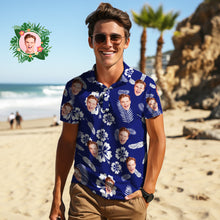 Herren-poloshirt Mit Individuellem Gesicht, Blau, Tropische Atmosphäre, Personalisierte Hawaiianische Golf-shirts, Geschenk Für Ihn - MyFaceBoxerDE