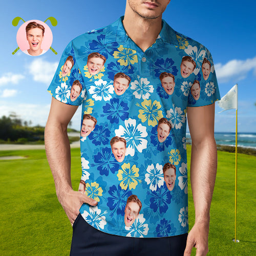 Herren-poloshirt Mit Individuellem Gesicht, Blumen Und Blüten, Personalisierte Hawaiianische Golf-shirts, Geschenk Für Ihn - MyFaceBoxerDE