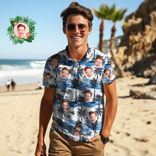 Herren-poloshirt Mit Individuellem Gesicht, Kokosnussinsel, Personalisierte Hawaiianische Golf-shirts, Geschenk Für Ihn - MyFaceBoxerDE