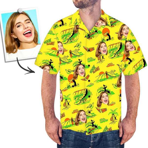 Benutzerdefiniertes Gesicht Hawaiian Shirt Surfen