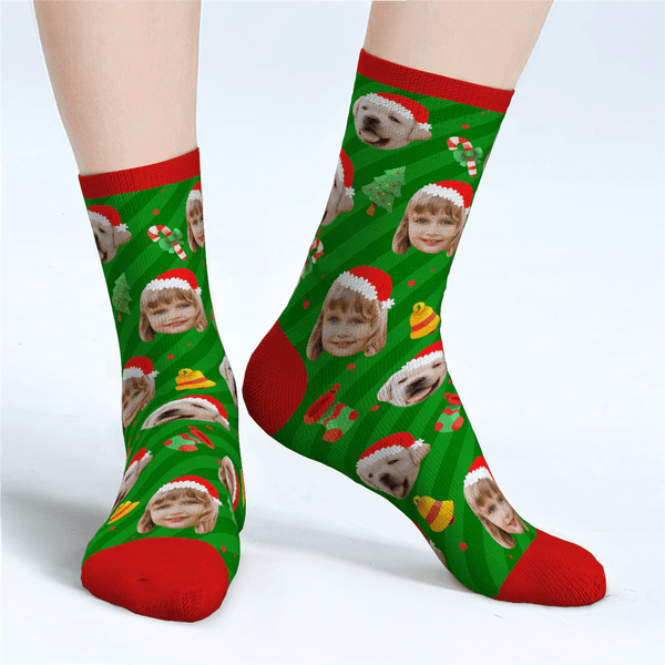 Benutzerdefinierte Gesicht Weihnachten Hundemütze Sublimierte Crew Socken