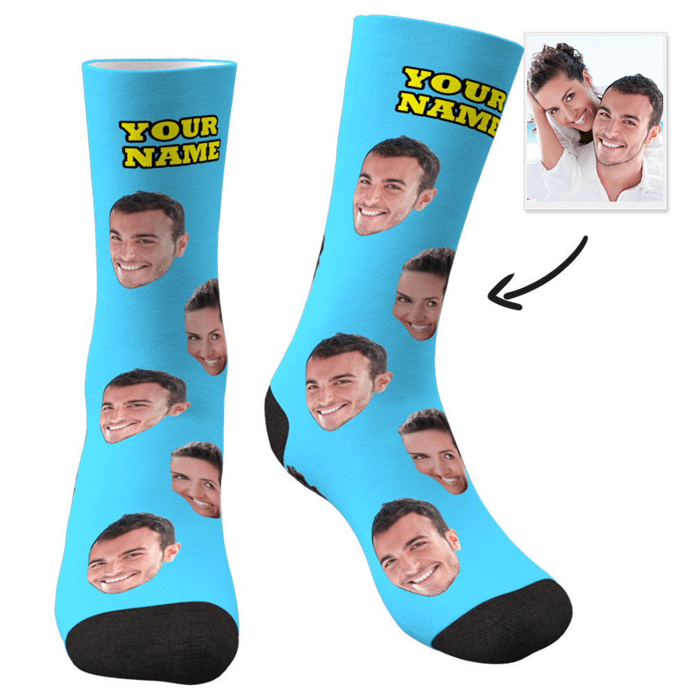 Custom Happy Photo Socks With Your Text Colorful - MyPhotoSocks