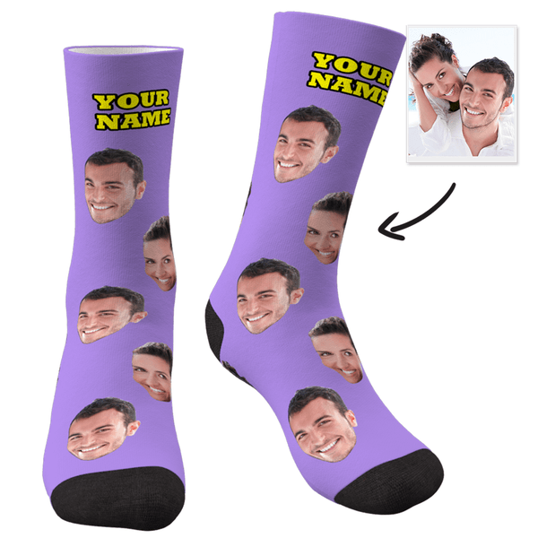 Custom Happy Photo Socks With Your Text Colorful - MyPhotoSocks