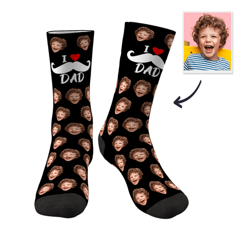 Benutzerdefinierte Gesicht Socken für Papa Vatertagsgeschenke - Ich liebe Papa
