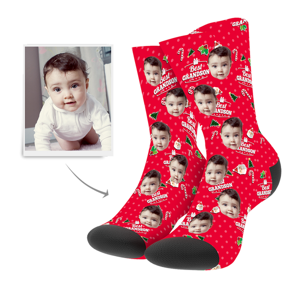 Weihnachten Personalisierte Enkel Foto Socken