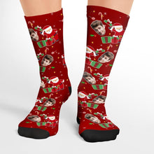 Benutzerdefinierte Foto Socken Weihnachten Lustiges Gesicht Socken Weihnachtsüberraschungsgeschenk