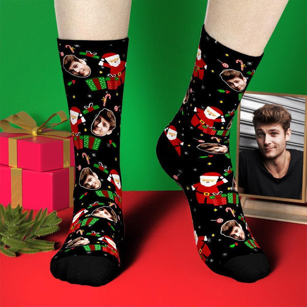Benutzerdefinierte Foto Socken Weihnachten Lustiges Gesicht Socken Weihnachtsüberraschungsgeschenk