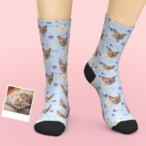 Geschenk für Katzenliebhaber, benutzerdefinierte Katzensocken, personalisierte Haustier-Foto-Socken