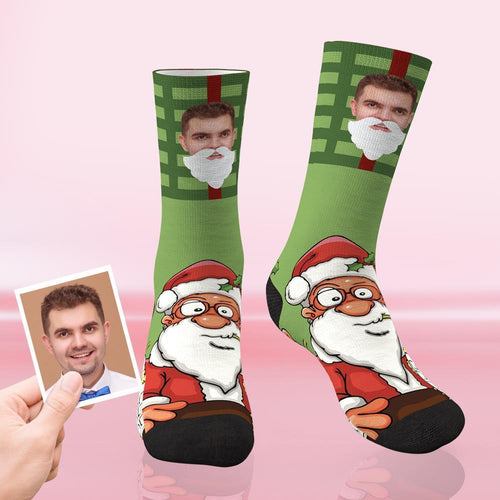 Benutzerdefinierte Weihnachtssocken personalisierte Gesicht lustige Socken - Weihnachtsmann