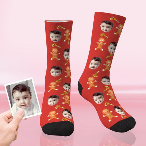Benutzerdefinierte Weihnachtssocken personalisierte Gesicht lustige Socken - Weihnachtsplätzchen