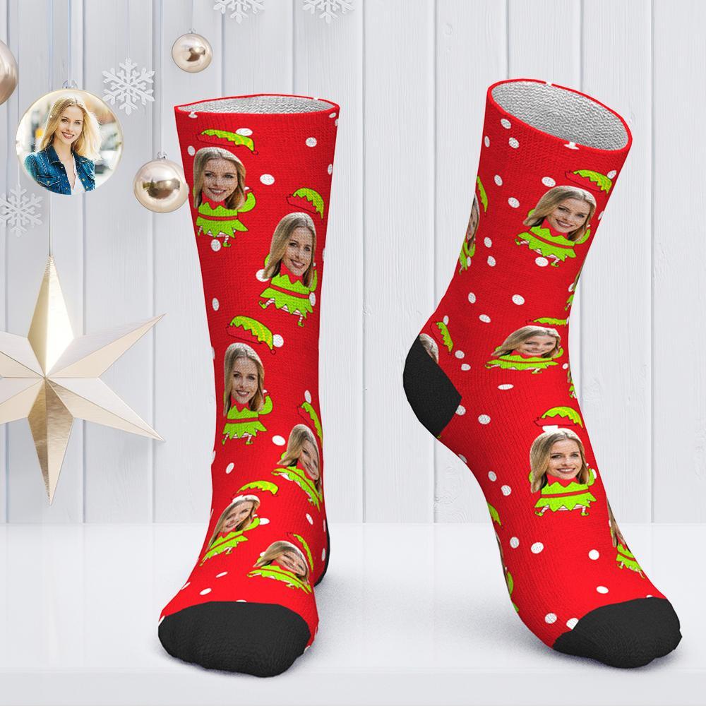 Benutzerdefinierte Gesicht Socken Personalisierte Foto Socken Weihnachtsgeschenk - Weihnachtself